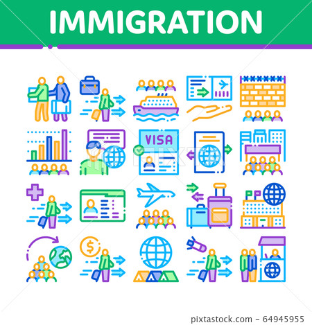 Immigration Refugee Collection Icons Set Vector 64945955