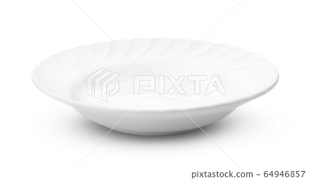 white ceramics plate on white background 64946857