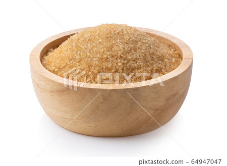 brown sugar in wood bowl isolated on white brown sugar in wood bowl isolated on white 64947047