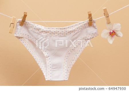 Beautiful women's cotton panties on beige 64947930