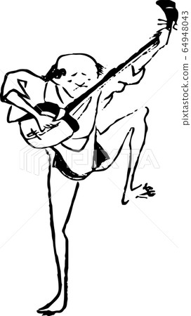 一個男人跳舞時彈三弦琴 一個男人跳舞時彈三弦琴 64948043