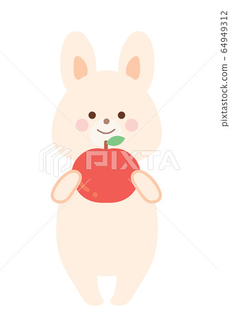 Rabbit holding an apple - Stock Illustration [64949312] - PIXTA