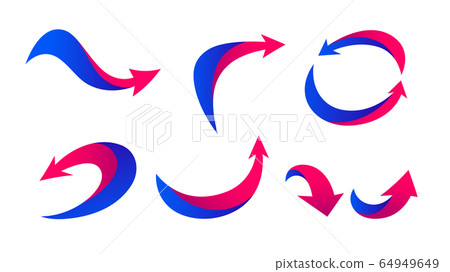Red blue curved arrow set Red blue curved arrow set 64949649