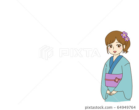 Yukata woman with copy space Yukata woman with copy space 64949764