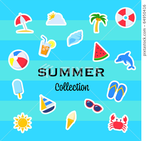 Summer icon illustration set 2 (white edge) 64950416