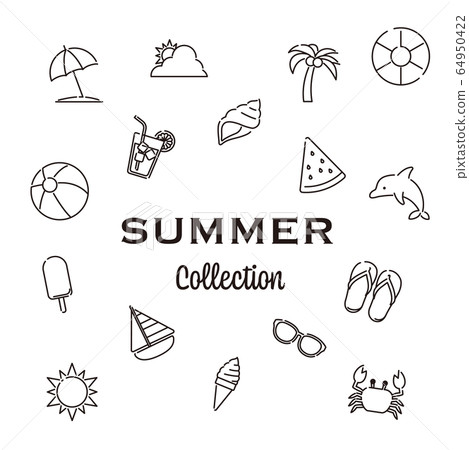 夏季圖標圖設置2（線條畫） 64950422