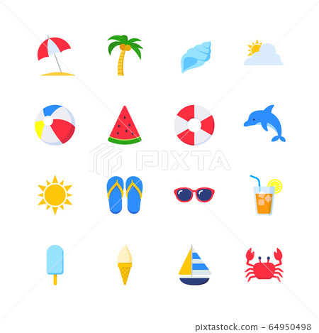 Summer icon illustration set 1 (flat) Summer icon illustration set 1 (flat) 64950498
