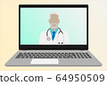 Online health exam with a doctor and a laptop vector illustration 64950509