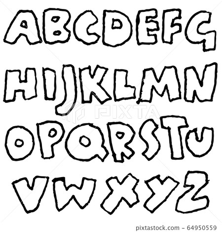 Handdrawn pen contours bold font. Modern grunge lettering. Vector illustration. Handdrawn pen contours bold font. Modern grunge lettering. Vector illustration. 64950559