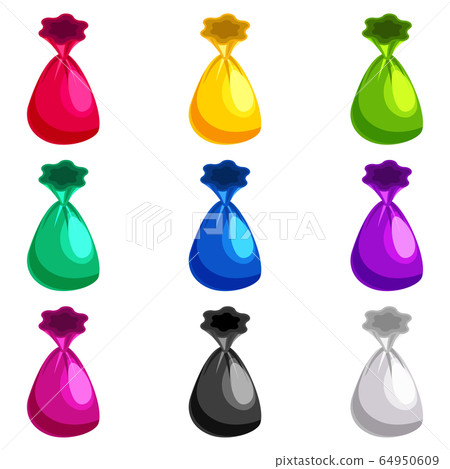 Set Candies wrapped chocolate isometric sweet food different colors. Vector isolated on white background Set Candies wrapped chocolate isometric sweet food different colors. Vector isolated on white background 64950609