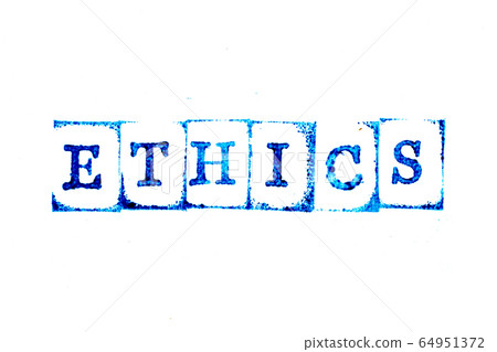 Blue ink of rubber stamp in word ethics on white background Blue ink of rubber stamp in word ethics on white background 64951372