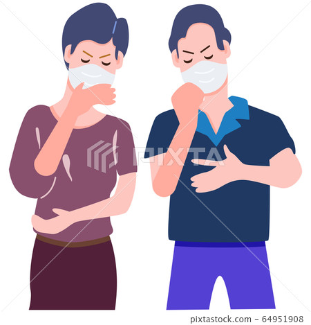 People getting sick cough and wearing mask fight 64951908