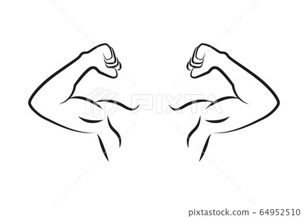 muscular strong man outline isolated on white background muscular strong man outline isolated on white background 64952510