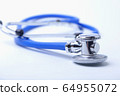 Medical stethoscope isolated on white. Closeup. Selective focus. 64955072