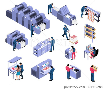 Polygraphy Isometric Icons Set 64955288
