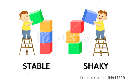 Words STABLE and SHAKY textcard with text...-插圖素材 [64955529] - PIXTA圖庫