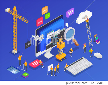 Programming Coding Development Isometric Concept - Stock Illustration ...