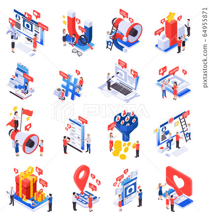 SMM Promotion Isometric Set -插圖素材 [64955871] - PIXTA圖庫
