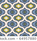 Ikat geometric folklore ornament with diamonds. 64957880
