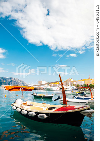 Budva old town with adriatic sea and harbor in Montenegro 64961115