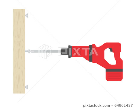 Illustration of turning a screw with an electric screwdriver Illustration of turning a screw with an electric screwdriver 64961457