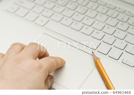 Hand with laptop Hand with laptop 64961468