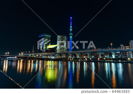 S田川露台的東京城市景觀夜景 64963885