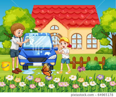 Scene with family having a good time at home 64965178