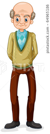 Old man standing on white background 64965186