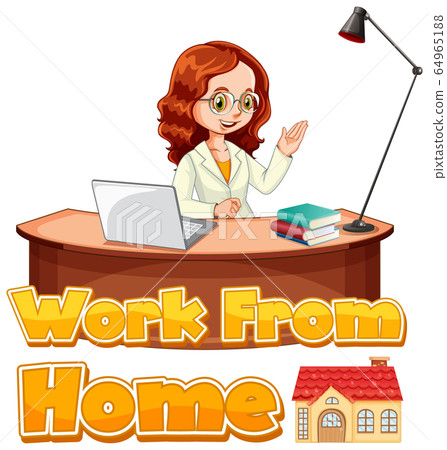 Font design for work from home with woman working 64965188