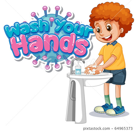 Wash your hands poster design with boy washing - Stock Illustration ...