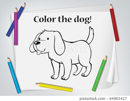 Children dog coloring worksheet Children dog coloring worksheet 64965427