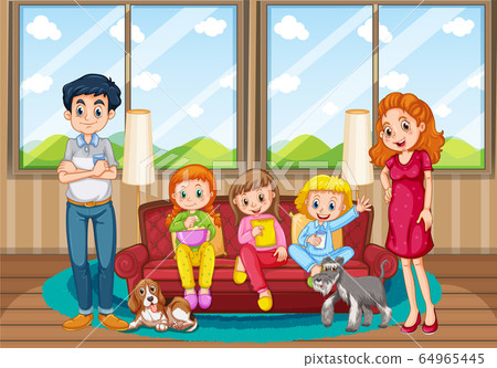 Scene with family having a good time at home Scene with family having a good time at home 64965445