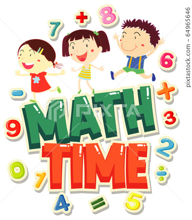 Word design for time 4 Math with happy kids - Stock Illustration ...