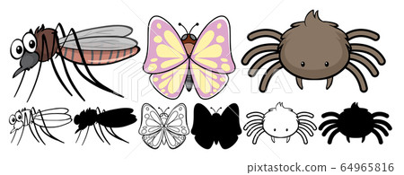 Set of simple insect cartoon 64965816