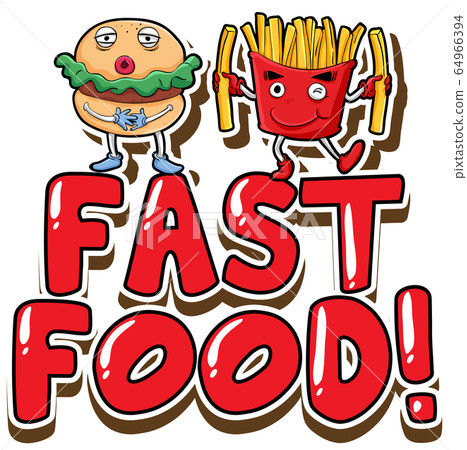 图库插图: font design for word fast food with hamburger and 查看