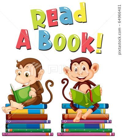 Poster design for read a book with two monkeys Poster design for read a book with two monkeys 64966481