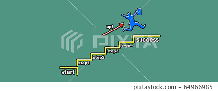 上樓梯到成功的商人的剪影 64966985
