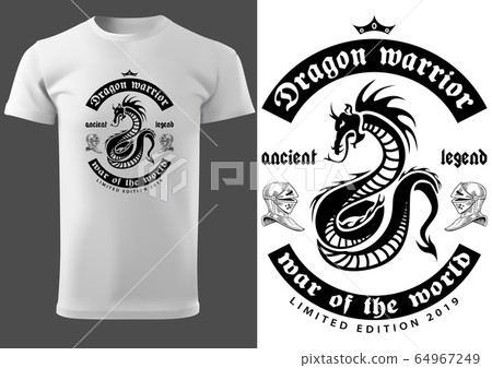 White T-shirt with Black Dragon White T-shirt with Black Dragon 64967249