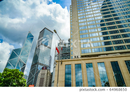 Hong Kong skyscrapers and clear sky Hong Kong skyscrapers and clear sky 64968650