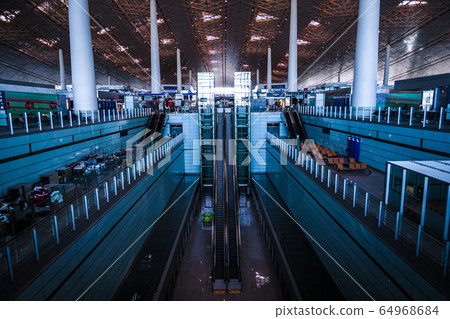 Beijing International Airport waiting room and silhouette Beijing International Airport waiting room and silhouette 64968684