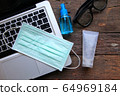 Computer ,mask and cleaning equipment Some are on 64969184