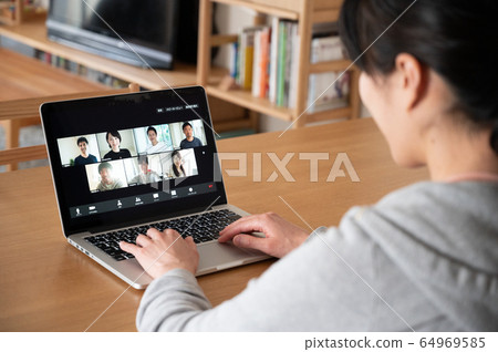 Remote work Telework Telecommuting Work from home Video conference Video chat Video call 64969585