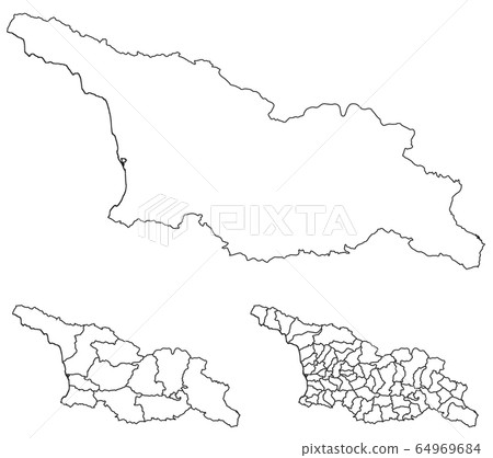 Georgia outline map vector with administrative borders, regions, municipalities, departments in black white colors Georgia outline map vector with administrative borders, regions, municipalities, departments in black white colors 64969684