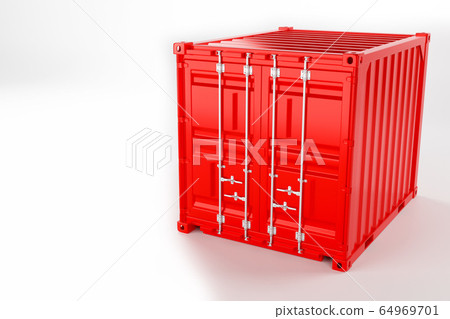 A high quality image of a red 10ft shipping container on a white background. A high quality image of a red 10ft shipping container on a white background. 64969701