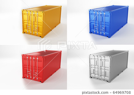 A high quality image of 20ft shipping containers on a white background. 64969708