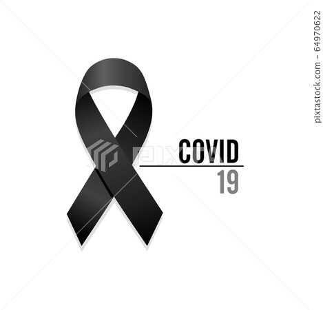Black ribbon. Virus Covid-19. Vector illustration 64970622