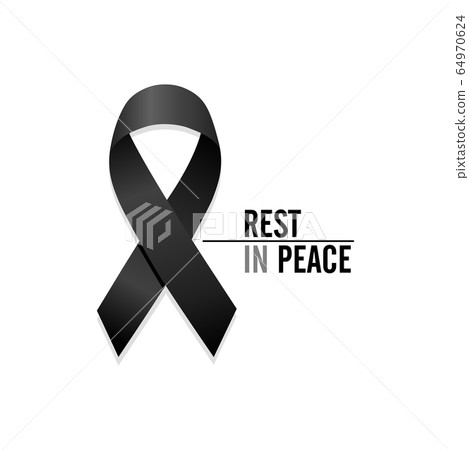 Black ribbon. Rest in Peace. Vector illustration Black ribbon. Rest in Peace. Vector illustration 64970624