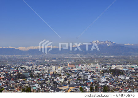 Overlooking the city of Suzaka, Nagano Prefecture Overlooking the city of Suzaka, Nagano Prefecture 64970676