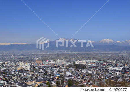 Overlooking the city of Suzaka, Nagano Prefecture 64970677